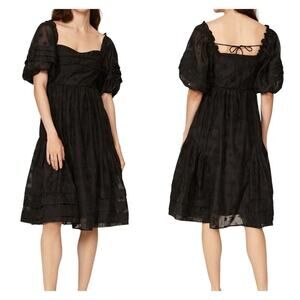 HOFMANN Copenhagen Isabella Dress Floral Black Organza Puff Sleeves SZ EU34  US2